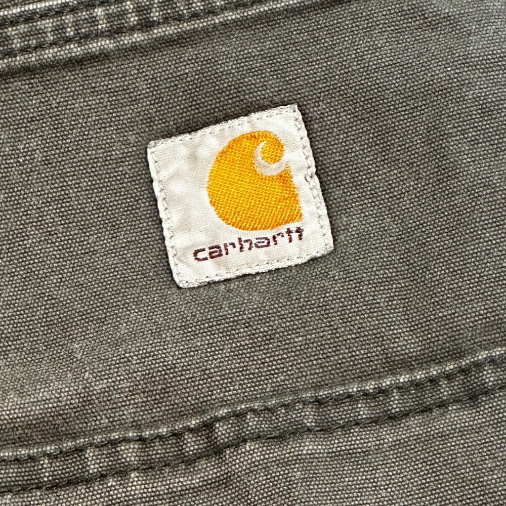 Carhartt Gray Work Pants with Gold Logo Patch
